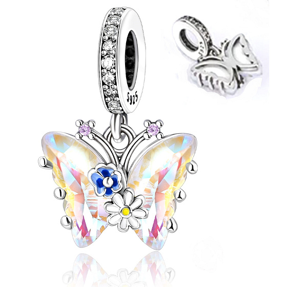Charm Sterling silver 925 Butterfly - flowers, animal bracelet pendant
