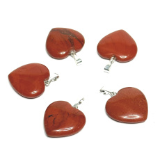 Jasper Red Heart Pendant natural stone 20 mm, full care stone