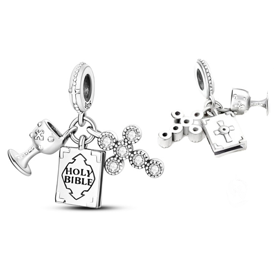 Sterling silver 925 Religious charm Holy Trinity - God will meet all your needs, 3in1 pendant bracelet