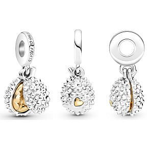 Sterling silver 925 King of Fruits Durian openable, pendant for bracelet, food and drink