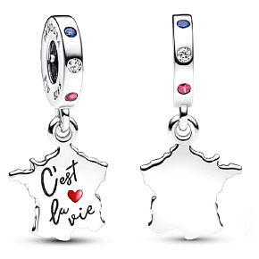 Charm Sterling silver 925 France - this is the life, travel bracelet pendant