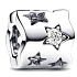 Charm Sterling silver 925 Glittering star with cutouts, clip bead for bracelet