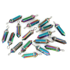 Rainbow Hematite Hexagon Pendulum Pendant Natural Stone 41 x 13 mm, Hand Carved, Stone of Healthy Blood