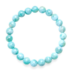 Larimar bracelet elastic natural stone, ball 5 mm / 16 - 17 cm, stone of mythical Atlantis