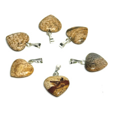Jasper picture heart pendant natural stone 15 mm, stone of positive energy