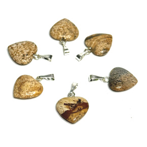 Jasper picture heart pendant natural stone 15 mm, stone of positive energy Jasper picture heart pendant natural stone 15 mm, stone of positive energy