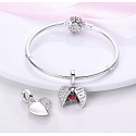 Sterling silver 925 Pawprints on my heart, heart pendant on pet bracelet
