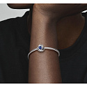 Charm Sterling silver 925 Infinite circle of eternity shining blue, bead for bracelet