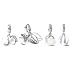 Charm Sterling silver 925 White rose in flower 2in1, love bracelet pendant