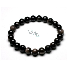 Black agate elastic bracelet, natural stone, 8 mm bead / 16 - 17 cm, provides courage and strength