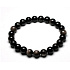 Black agate elastic bracelet, natural stone, 8 mm bead / 16 - 17 cm, provides courage and strength