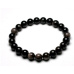 Black agate elastic bracelet, natural stone, 8 mm bead / 16 - 17 cm, provides courage and strength