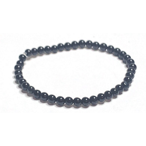 Onyx black bracelet elastic natural stone, ball 4 mm / 16-17 cm, life force stone
