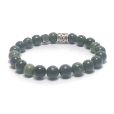 Serpentine Russian (green) bracelet elastic natural stone, bead 8 mm / 16-17 cm, healing stone
