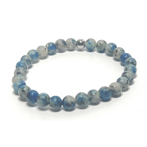 K2 Azurite in Granite bracelet elastic natural stone, ball 6 mm / 16 - 17 cm