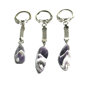 Amethyst zebra Zambia keychain pendant natural stone approx. 10 cm 1 piece, stone of kings and bishops