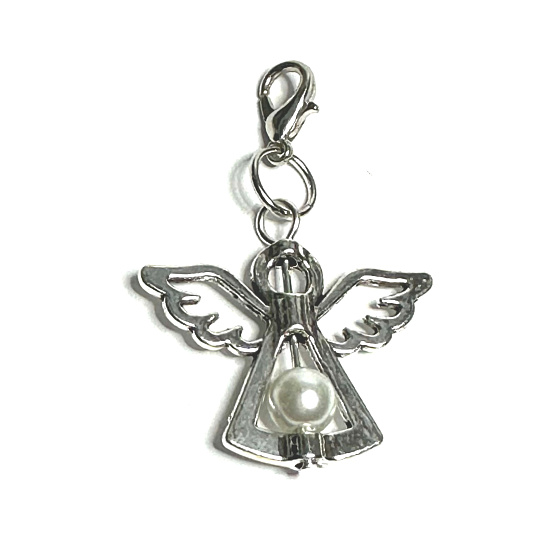 Guardian angel pendant with white pearl 29 x 37 mm 1 piece