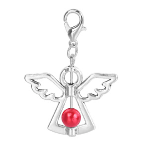 Guardian angel pendant with red pearl 29 x 37 mm 1 piece