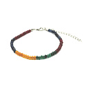 Sapphire, emerald, agate, ruby facet bracelet natural stone for clasp 21 - 25 cm, ball 4 mm