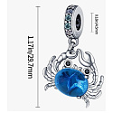 Charm Sterling silver 925 Crab blue Murano glass animal bracelet pendant