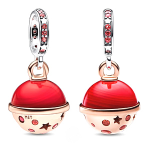 Charm Sterling Silver 925 Planet Mars, Murano Two-Tone Sparkling Pendant for Space Bracelet