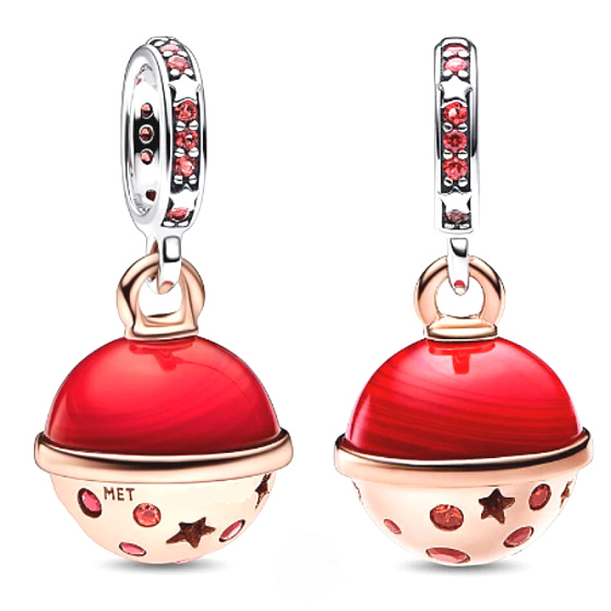 Charm Sterling Silver 925 Planet Mars, Murano Two-Tone Sparkling Pendant for Space Bracelet