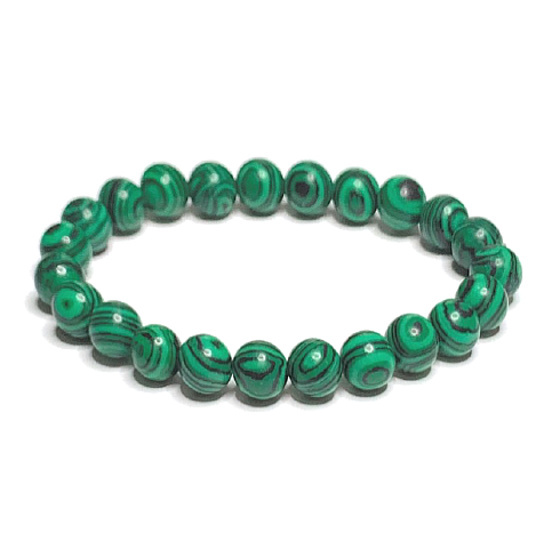 Malachit náramek elastický, kulička 8 mm - 