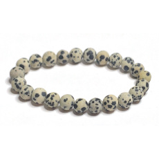 Jasper Dalmatian matte bracelet elastic natural stone, ball 8 mm / 16-17 cm, stone of positive energy