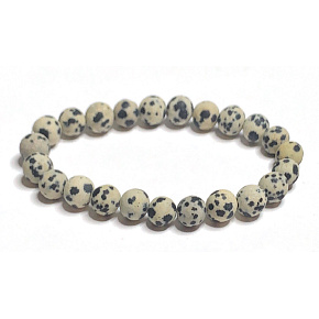 Jasper Dalmatian matte bracelet elastic natural stone, ball 8 mm / 16-17 cm, stone of positive energy