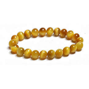 Tiger's eye gold bracelet elastic natural stone, ball 8 mm / 16-17 cm, stone of the sun and earth, brings luck and wealth