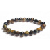 Tiger eye multi dark bracelet elastic natural stone, ball 8 mm / 16-17 cm, stone of the sun and earth, brings luck and wealth