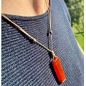 Labradorite pendant adjustable size, stone approx. 3,5 - 5 cm, rope adjustable size approx. 60 - 70 cm, stone transformation