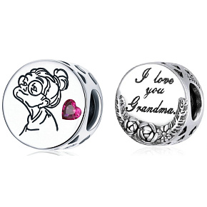 Sterling silver 925 Grandma Love, bracelet bead, family