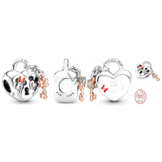 Charm Sterling silver 925 Disney Minnie Mouse & Mickey Mouse Padlock - eternal love, bracelet bead, love Charm Sterling silver 925 Disney Minnie Mouse & Mickey Mouse Padlock - eternal love, bracelet bead, love
