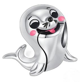 Charm Sterling silver 925 Sea lion, bead on bracelet animal
