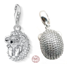 Charm Sterling silver 925 Hedgehog, lobster clasp animal bracelet pendant Charm Sterling silver 925 Hedgehog, lobster clasp animal bracelet pendant