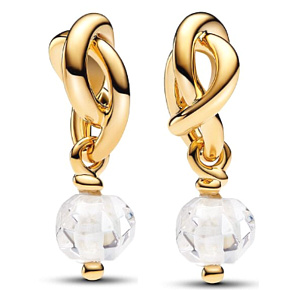 Charm Sterling Silver 925 Intertwined Faceted Eternity Circle Transparent, Bracelet Pendant Symbol April Charm Sterling Silver 925 Intertwined Faceted Eternity Circle Transparent, Bracelet Pendant Symbol April