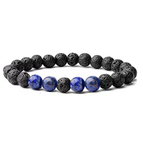 Láva a Lazurit (Lapis lazuli) – náramek z přírodních kamenů 18,5 cm| Moudrost, klid, odvaha a vnitřní síla Láva a Lazurit (Lapis lazuli) – náramek z přírodních kamenů 18,5 cm| Moudrost, klid, odvaha a vnitřní síla