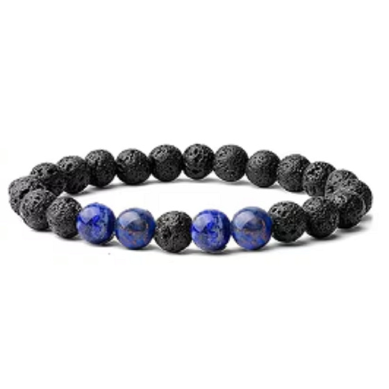 Lava and Lapis Lazuli – bracelet made of natural stones 18.5 cm | Wisdom, calm, courage and inner strength