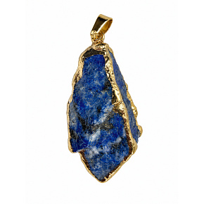 Lapis lazuli – pendant made of natural stone in gold-toned edging, approx. 2–3.5 cm | Talisman of wisdom, truth, and inner peace