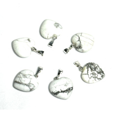Magnesite / Howlite White Heart Pendant Natural Stone 15 mm, Purification Stone