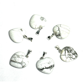 Magnesite / Howlite White Heart Pendant Natural Stone 15 mm, Purification Stone