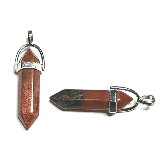 Jasper red pendulum hexagon pendant natural stone 41 x 13 mm, full care stone