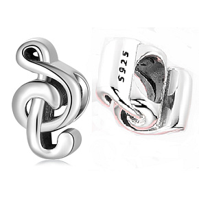 Charm Sterling silver 925 Violin key, bead on bracelet interests