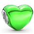 Charm Sterling silver 925 Metallic green heart, bead on bracelet, love