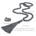 108 Mala Onyx necklace matt meditation jewellery, natural stone, knotted tassel, bead 8 mm
