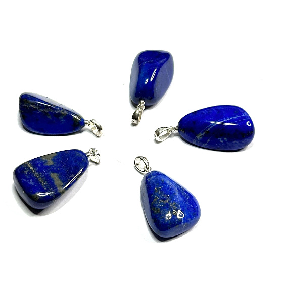 Lapis Lazuli Tumbled Pendant Natural Stone, M approx. 2.6 cm, 1 piece, quality AAA harmony stone