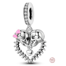 Charm Sterling Silver 925 Skeletons Love Halloween, Pendant for Halloween Bracelet