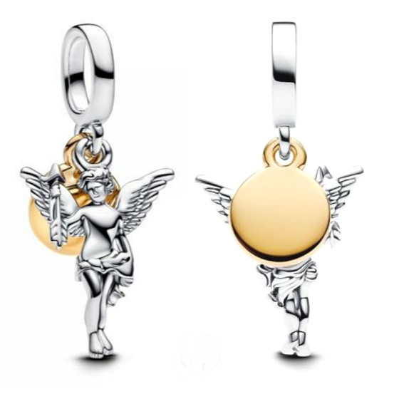  Amorský dvoubarevný, stříbrný 925 přívěsek na náramek