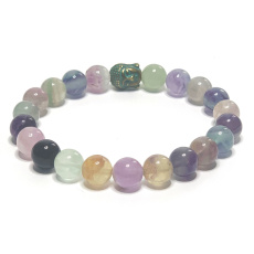Fluorite chakra bracelet elastic natural stone, ball 8 mm / 16-17 cm, genius stone